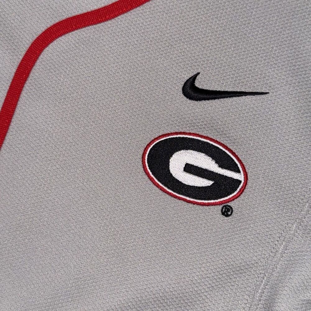 Nike Dri-FIT Georgia Bulldogs Gray/Red Button-Front Baseball Jersey Shirt L